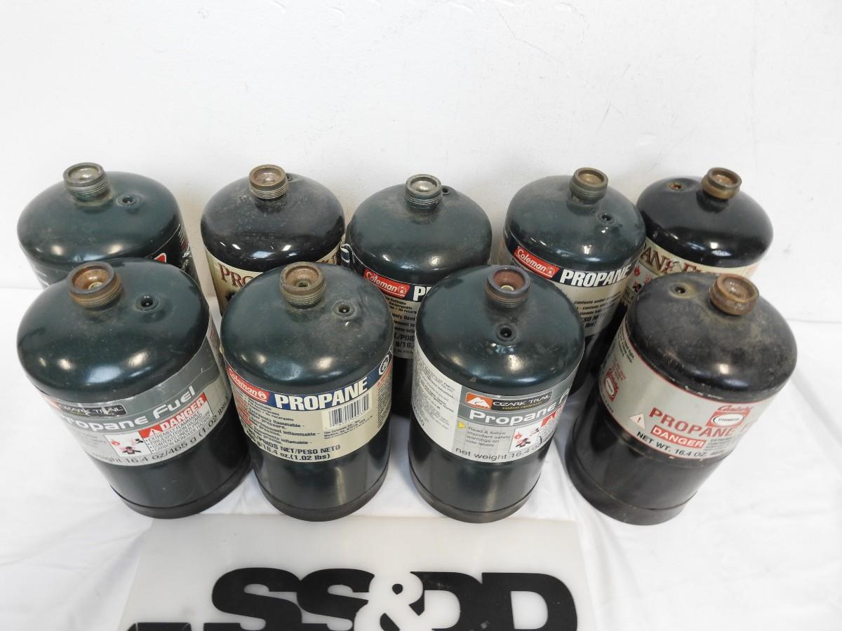 9 Propane Fuel Canisters 16.4oz Each, Coleman, Century, Ozark Trail