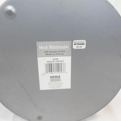 Lamp 14 1/2in, Seville Mesh Wastebasket, 14in, Silver Tone, Lamp WORKS
