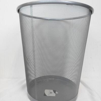 Lamp 14 1/2in, Seville Mesh Wastebasket, 14in, Silver Tone, Lamp WORKS