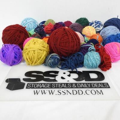 Yarn Balls: Various Colors/ Sizes, Burgundy, Blues, Pink, Yellow, Green, Purple