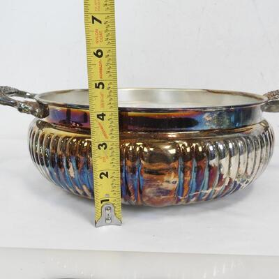 Metal Serving Pan with Lid, needs polishing. 3q Pyrex Glass Liner, Vintage