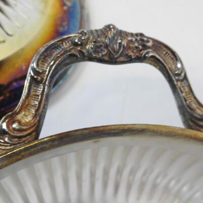 Metal Serving Pan with Lid, needs polishing. 3q Pyrex Glass Liner, Vintage