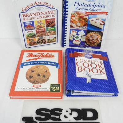 4 Large Cookbooks: Pillsbury, Mrs Fields, Cream Cheese, American Brand Names