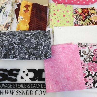 17 pieces Misc Fabric: florals, Stripes, Dots, Swirls, Birds, Roosters