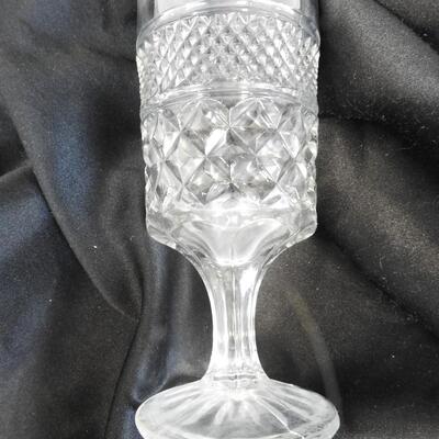 8 Goblet Glasses, Cut Glass, Clear, 6.5" Tall, Vintage