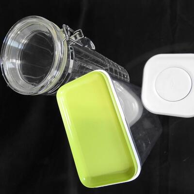 3 Clear Food Containers. Small clear/white by OXO, Clear/Green by Mepal Rosti
