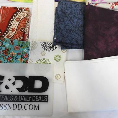 30 Fabric Pieces: Lilacs, Solids, Paisleys, Stairs, Plaid, Sun w/ Frogs & Bugs