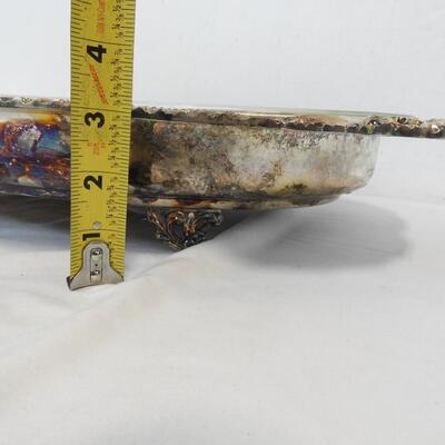 Footed Metal Serving Tray with clear Glass Liner. 21" x 12.5" x 3" - Vintage
