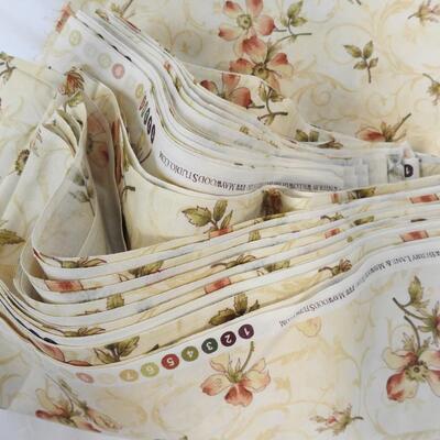 Large Amount Floral Fabric: Cream, Maroon, Green, Tan. Willowberry Winter Lane