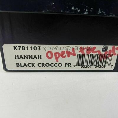 Women's Size 8.5M Anne Klein II Black Croc Leather Open Toe High Heels