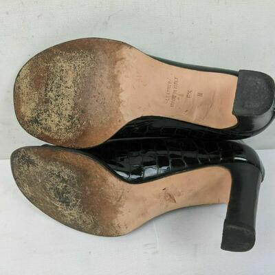 Women's Size 8.5M Anne Klein II Black Croc Leather Open Toe High Heels
