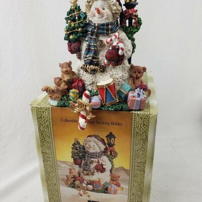 Grandeur Noel Collectible Snowman Stocking Holder, Original Box - Used, Great Condition