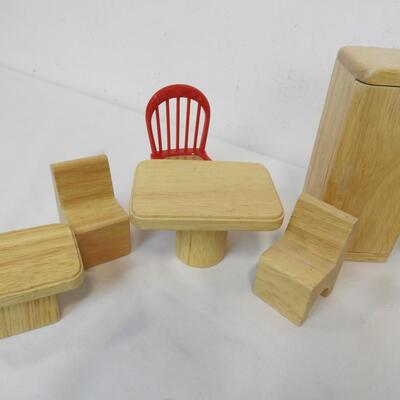 14 Pc Doll House Furniture: 12 are Wooden, 2 are plastic