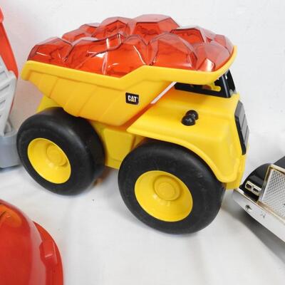 10 pc Vehicle Toys: CAT Dump Truck, Semi Trucks, John Deere Tractor & Trailer