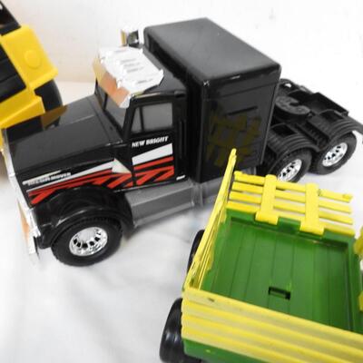 10 pc Vehicle Toys: CAT Dump Truck, Semi Trucks, John Deere Tractor & Trailer