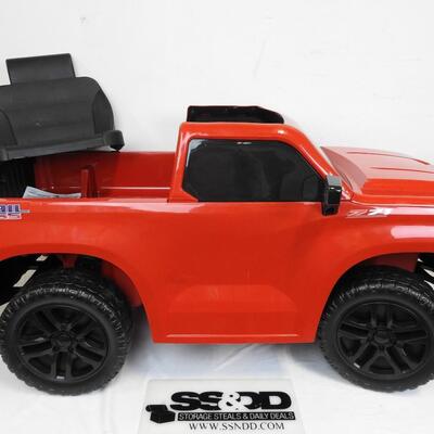 6V Red Chevy Pickup Truck Powered Ride-On Toy. No Seat Back/Steering Wheel