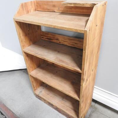 Wooden Book shelf with 4 Shelves. Angled Side at top