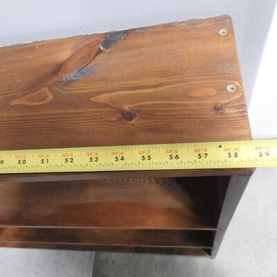 Short Wide Bookshelf with 3 Shelves, Stamped on back
