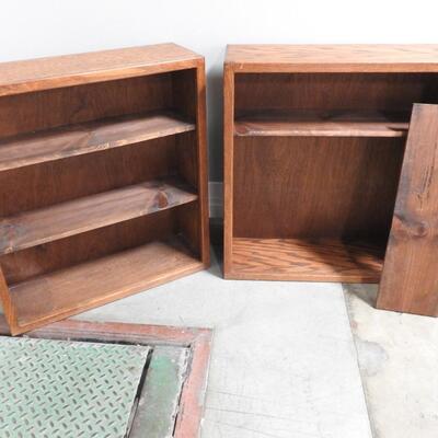 2 Matching Brown Wooden Shelves. Missing Peg 36" x 33" x 10"