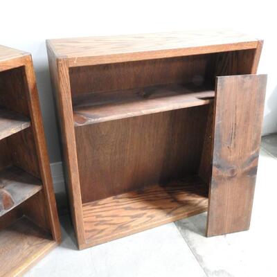 2 Matching Brown Wooden Shelves. Missing Peg 36" x 33" x 10"