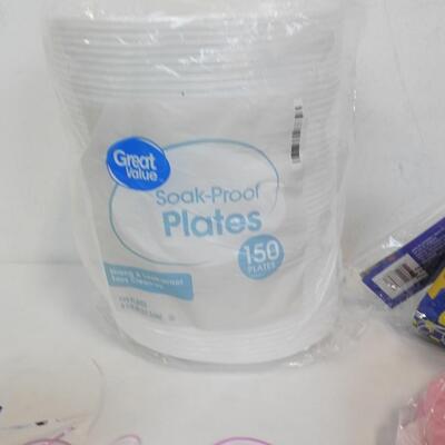 Party Supplies Foil Shreds, Party Hats,Flower Pedals, Styrofoam Plates: OPENED