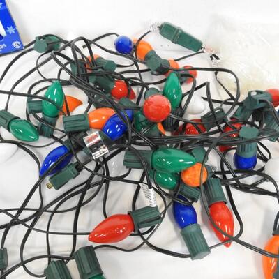 2 (25) C-9 Christmas Light Strands, C-9 Replacement Bulbs,Hooks, Lights WORK