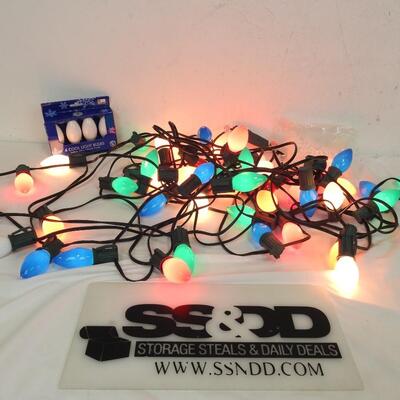 2 (25) C-9 Christmas Light Strands, C-9 Replacement Bulbs,Hooks, Lights WORK