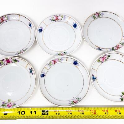 VINTAGE MINI FLORAL & GOLD TEACUP & SAUCER SET (6 EACH)
