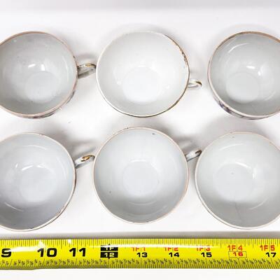 VINTAGE MINI FLORAL & GOLD TEACUP & SAUCER SET (6 EACH)