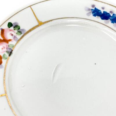 VINTAGE 5â€ FLORAL & GOLD PLATES (6)