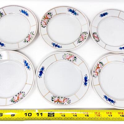 VINTAGE 5â€ FLORAL & GOLD PLATES (6)