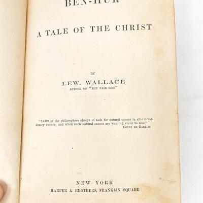 1880 â€œBEN-HUR: A TALE OF THE CHRISTâ€ BY LEW WALLACE HARDBACK BOOK