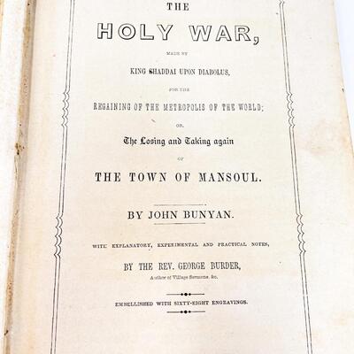 MID-1800S â€œTHE HOLY WARâ€ BY JOHN BUNYAN HARDBACK BOOK