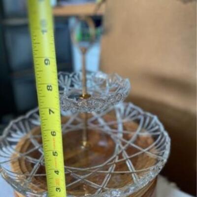 Antique Brass/Crystal Tiered Tray