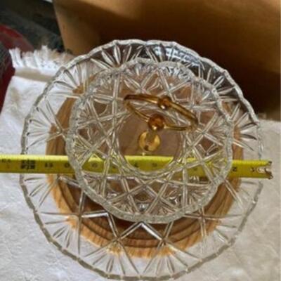 Antique Brass/Crystal Tiered Tray