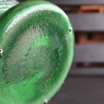 Vintage green glass vase