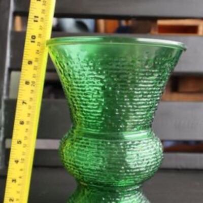 Vintage green glass vase