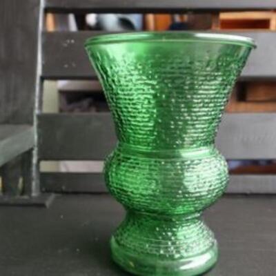 Vintage green glass vase