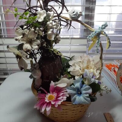 20in tall basket of faux flowers