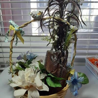 20in tall basket of faux flowers