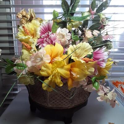 20in tall basket of faux flowers