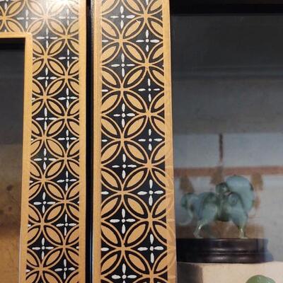 Ornate Black Lacquer & Gold Lighted Cabinet