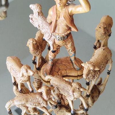 Wooden Shepherd and 6 Sheep