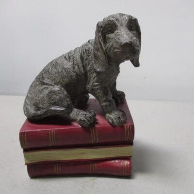 Dog Sitting On Books - Bookend