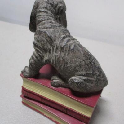 Dog Sitting On Books - Bookend
