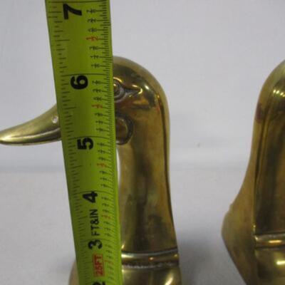 Vintage Mid Century Brass Mallard Duck Head Bookends 6 1/4â€ HIMARK Brass Decor