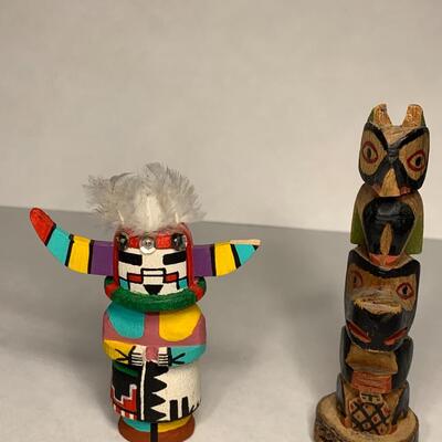 Pair of Miniature Native American Totems
