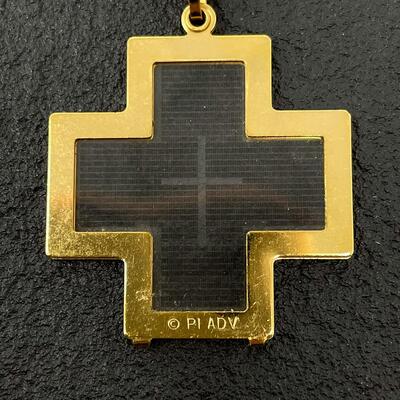 GOLD TONED CROSS NECKLACE - MARKED â€œPI ADVâ€