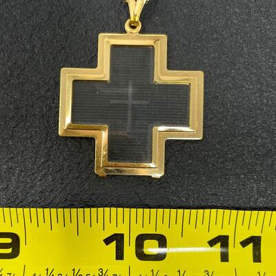 GOLD TONED CROSS NECKLACE - MARKED â€œPI ADVâ€