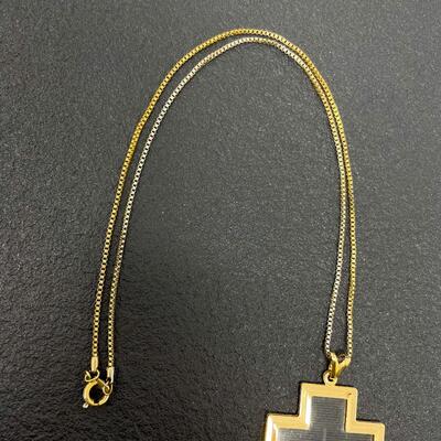 GOLD TONED CROSS NECKLACE - MARKED â€œPI ADVâ€